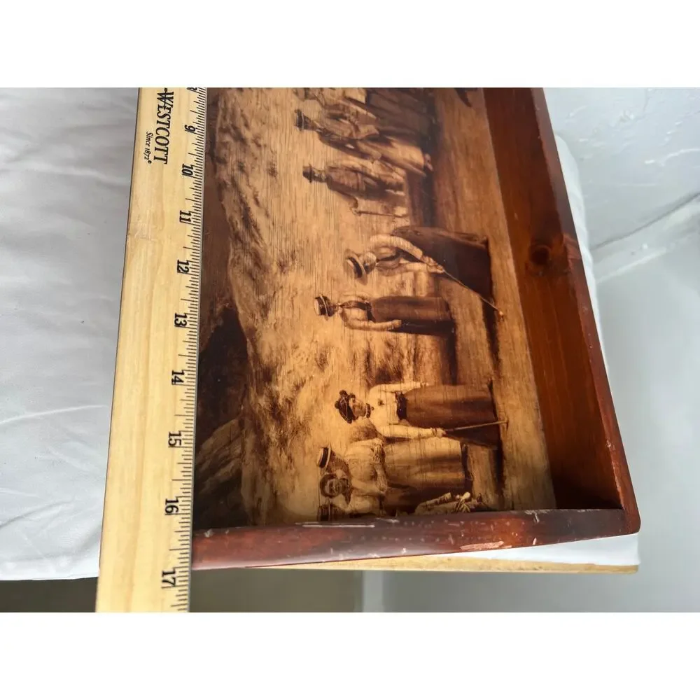 Vintage Wooden Tray Golf Scene Vintage Golf Playing Scene Rustic Traditional